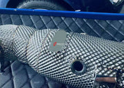 EXHAUST CATLESS DOWNPIPE for MASERATI GHIBLI 2.0T 2021+  Material: Stainless Steel  Optionally:  For extra cost we can add heat shield protection 200 cell catalytic converter