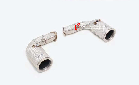 EXHAUST DOWNPIPE for AUDI RSQ8 4.0T  Material: Stainless steel  Optionally:  for an extra cost we can add a heat shield protection 200 cell catalytic converter