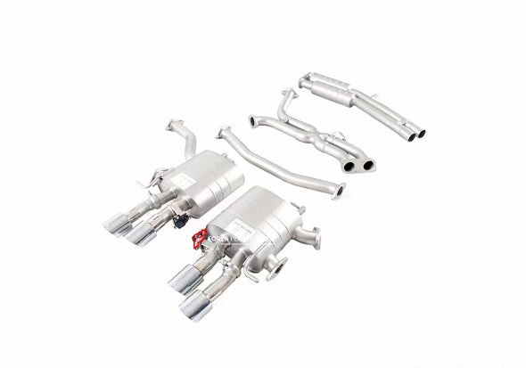 EXHAUST SYSTEM for AUDI A7 C8 S-LINE 3.0T 2019+  Set includes:  Center Pipes Muffler with valves Exhaust tips Valve control box with remote control (you may also reuse your factory exhaust valve motors