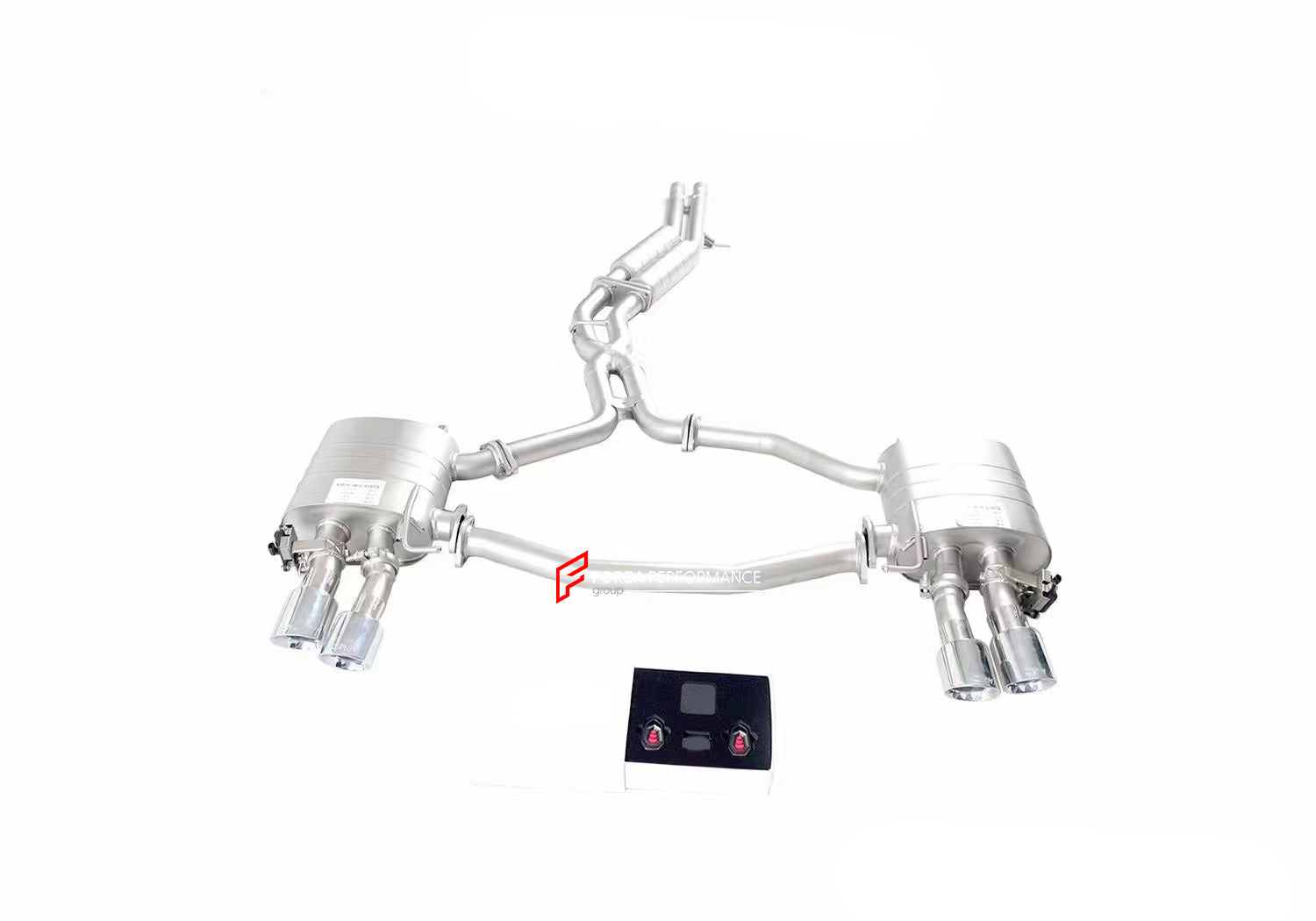 EXHAUST SYSTEM for AUDI A7 C8 S-LINE 3.0T 2019+  Set includes:  Center Pipes Muffler with valves Exhaust tips Valve control box with remote control (you may also reuse your factory exhaust valve motors