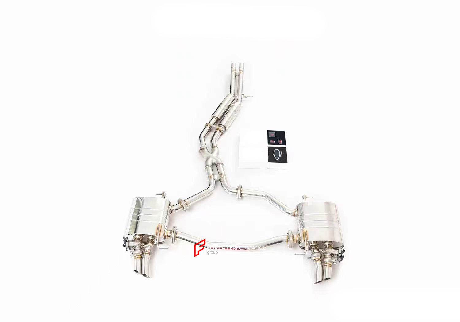 EXHAUST SYSTEM for AUDI A7 C8 S-LINE 3.0T 2019+  Set includes:  Center Pipes Muffler with valves Exhaust tips Valve control box with remote control (you may also reuse your factory exhaust valve motors