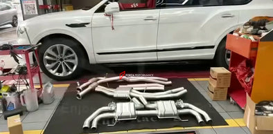 EXHAUST SYSTEM for BENTLEY BENTAYGA PL71 FACELIFT 4.0T 2020+  Valved exhaust, meaning that has remote, controlled valves - allowing a switch between an aggressive loud sports sound and a sound that is closer to the OEM sound.  Set includes:  Exhaust Pipe Downpipes Mufflers with Valve Exhaust Tips
