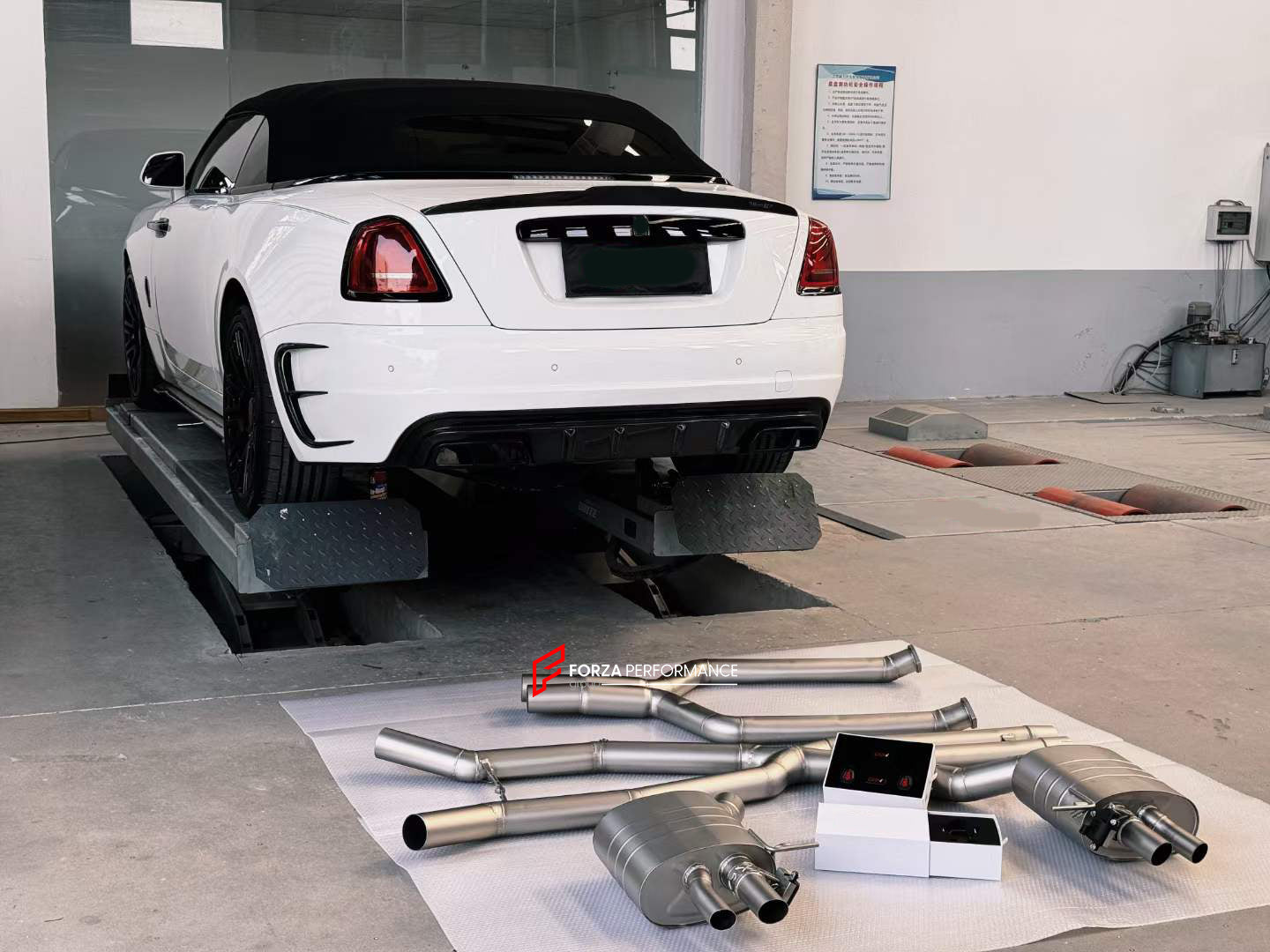 EXHAUST SYSTEM for ROLLS-ROYCE DAWN 6.6T    Set includes:  Exhaust pipe Mufflers with valve Exhaust tips