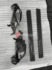FORZA DRY CARBON INTERIOR KIT for FERRARI 488 GTB, SPIDER  Set includes:  Door Sills Air Conditioning Trims Glove Box Panel Shift Paddles Air Conditioning Control Panel Center Console Bridge Inner Door Panels