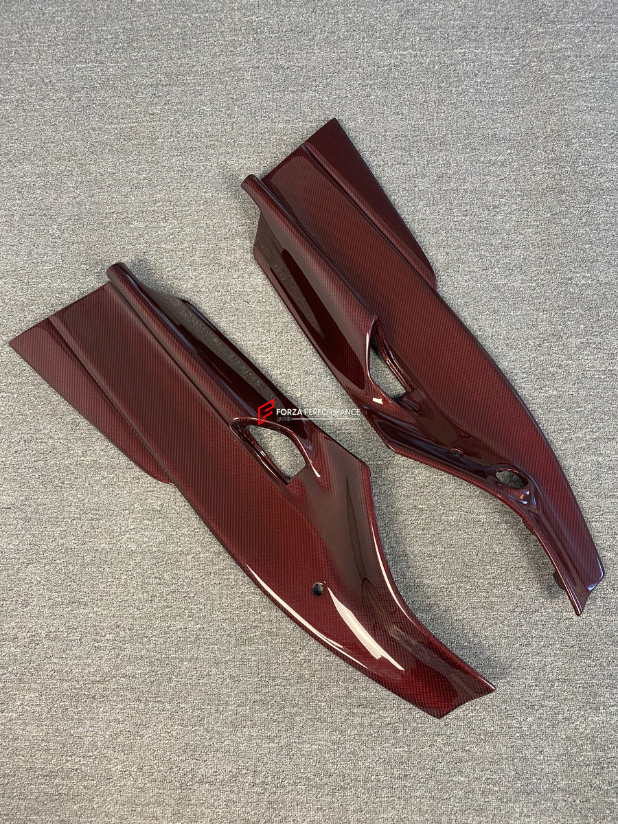 FORZA DRY CARBON INTERIOR KIT for FERRARI 488 GTB, SPIDER  Set includes:  Door Sills Air Conditioning Trims Glove Box Panel Shift Paddles Air Conditioning Control Palnel Center Console Bridge Inner Door Panels
