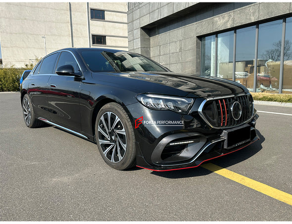 FRONT BUMPER ASSEMBLY for MERCEDES BENZ E CLASS W214 2023+

Set includes:

Front Lip
Front Bumper
Front Grille

Front Bumper Air Vent Cover Trims

Each part of this kit can be sent separately. Please contact us if you need a specific part.

Material: Plastic

NOTE:&nbsp;Professional installation is required