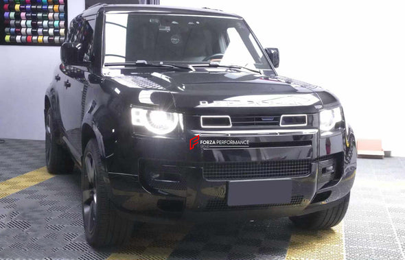 FRONT GRILLE WITH LED LIGHTS for LAND ROVER DEFENDER L663 2021+ custom fit ROCK STYLE

Set includes:

Front Grille with LED Lights