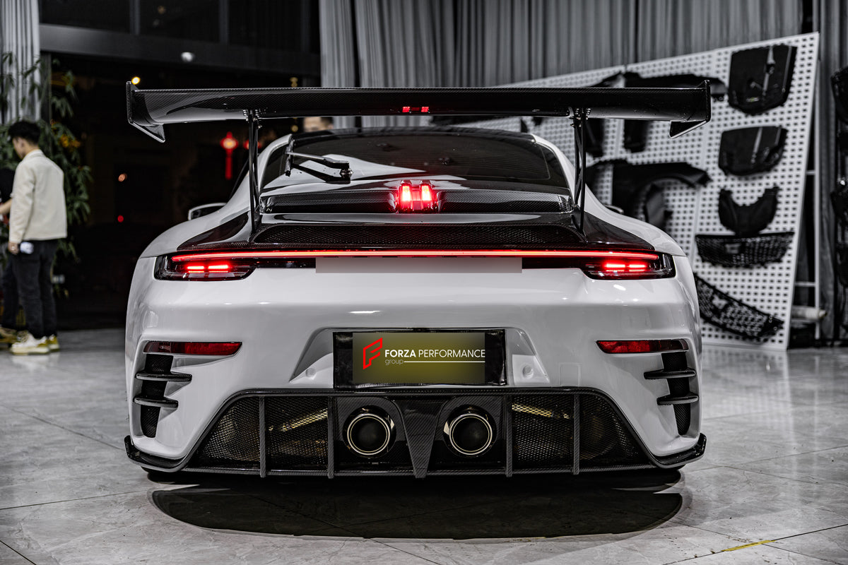 FULL DRY CARBON BODY KIT V3 for PORSCHE 911 992 2018+  Set includes:  Front Lip Front Bumper Vents Side Skirts Hood/Bonnet Spoiler Rear Bumper Mirror Covers Trunk Spoiler Exhaust Tips