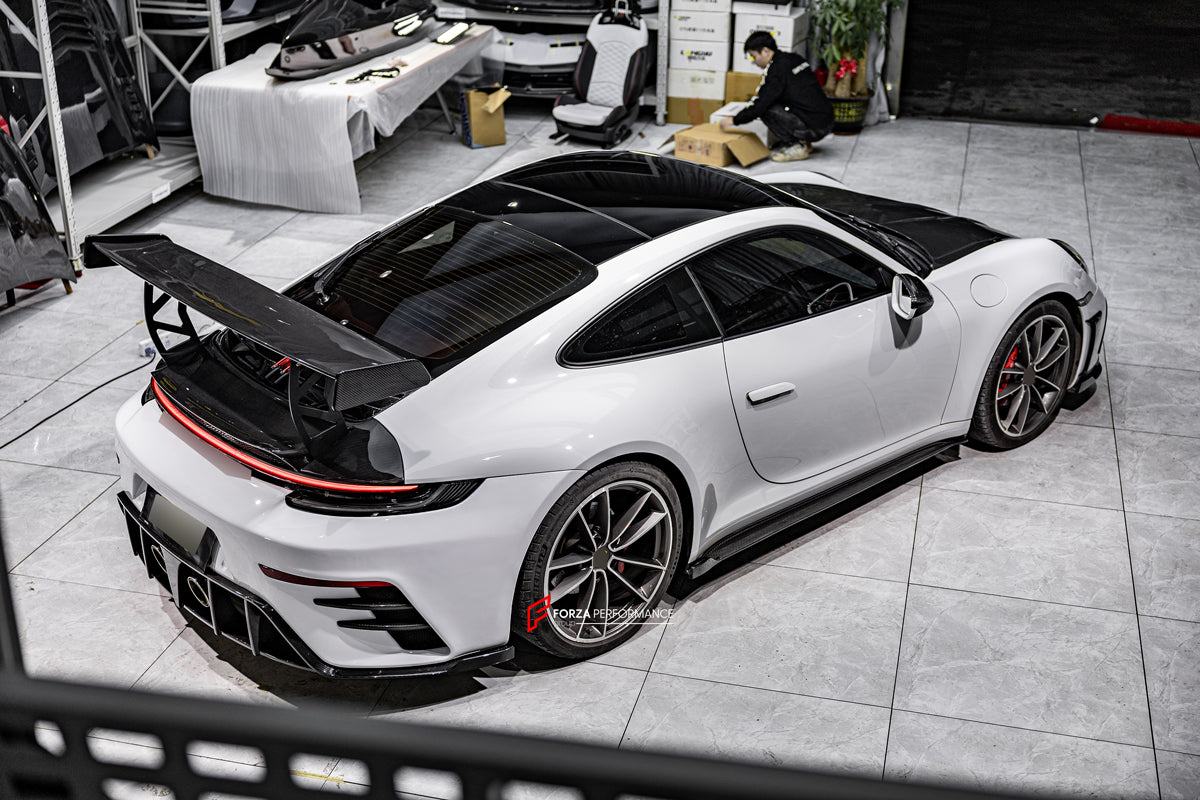 FULL DRY CARBON BODY KIT V3 for PORSCHE 911 992 2018+  Set includes:  Front Lip Front Bumper Vents Side Skirts Hood/Bonnet Spoiler Rear Bumper Mirror Covers Trunk Spoiler Exhaust Tips
