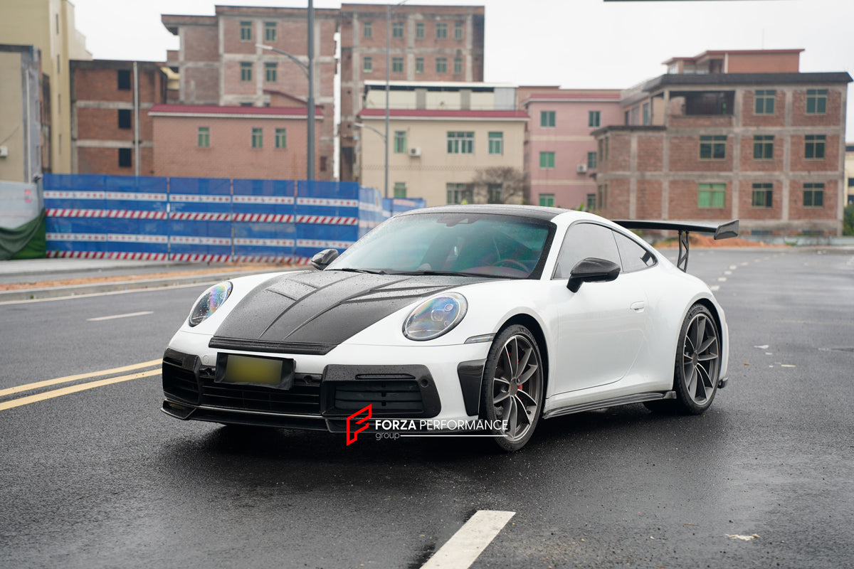 FULL DRY CARBON BODY KIT V3 for PORSCHE 911 992 2018+  Set includes:  Front Lip Front Bumper Vents Side Skirts Hood/Bonnet Spoiler Rear Bumper Mirror Covers Trunk Spoiler Exhaust Tips