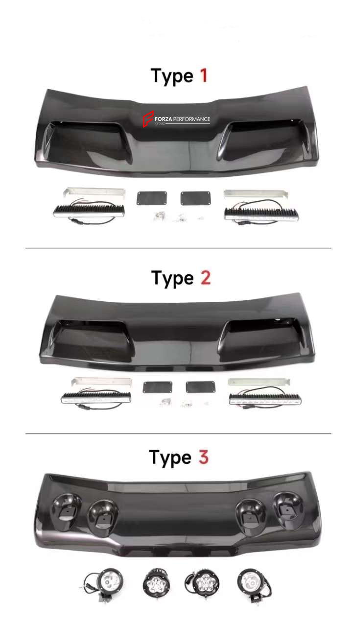 FRONT ROOF LED BAR with REAR SPOILER for Mercedes G Class 2018 - 2024