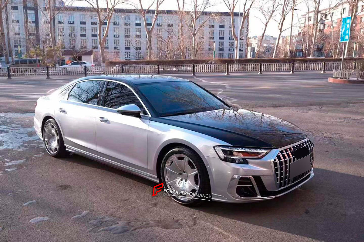 HORCH BODY KIT for AUDI S8 D5 FACELIFT 2021+

Set includes:

Front Lip
Front Bumper Assembly
Grille
Fog Lights Covers
Side Logo Covers&nbsp;
Rear Diffuser
Exhaust Tips

Material:&nbsp;Plastic

* Each part can be sent separately. Contact us if you need a specific part.

NOTE: Professional installation is required.
