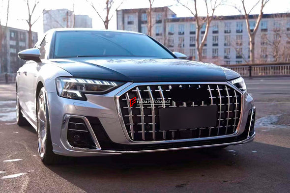 HORCH BODY KIT for AUDI S8 D5 FACELIFT 2021+

Set includes:

Front Lip
Front Bumper Assembly
Grille
Fog Lights Covers
Side Logo Covers&nbsp;
Rear Diffuser
Exhaust Tips

Material:&nbsp;Plastic

* Each part can be sent separately. Contact us if you need a specific part.

NOTE: Professional installation is required.