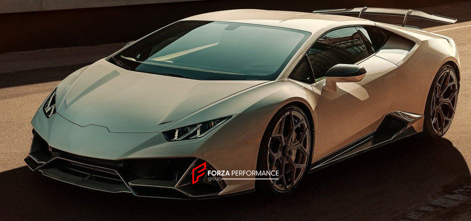 DRY CARBON N TYPE WIDE BODY KIT V2 for LAMBORGHINI HURACAN EVO  Set includes: Front Lip Side Skirts Rear Diffuser Rear Spoiler