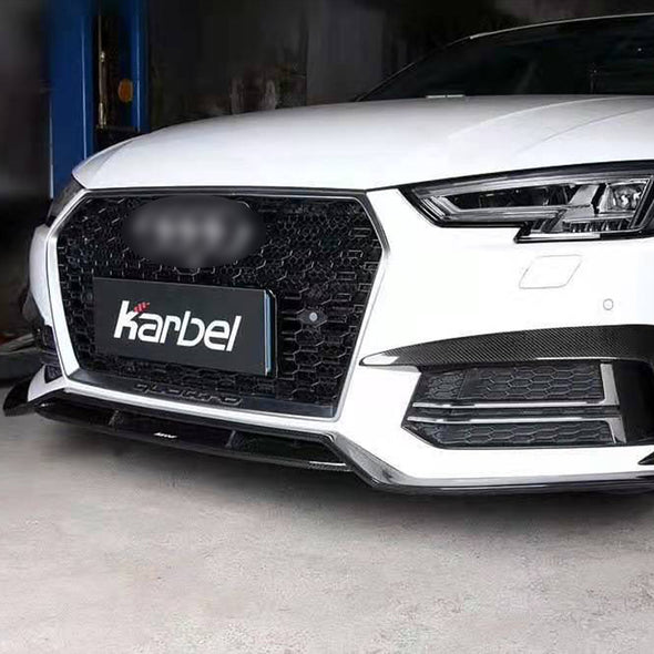 KARBEL CARBON DRY CARBON FIBER FRONT LIP VER.1 FOR AUDI S4 & A4 S LINE 2017-2018 B9