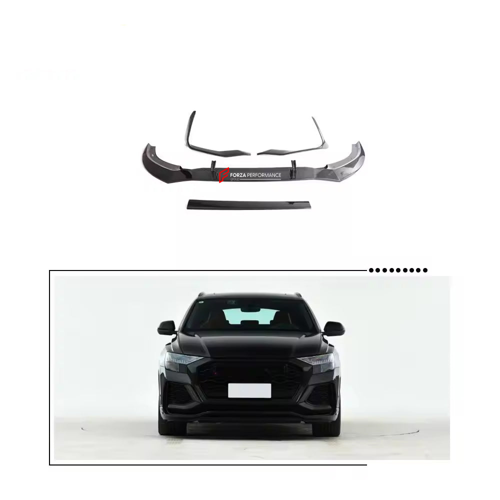 CARBON FIBER BODY KIT for AUDI RSQ8 2021+  Set includes:   Front Lip Front Canards Fog Lights Covers Wheel Arch Trims / Fender Flares Side Skirts Rear Diffuser Rear Wing Spoiler