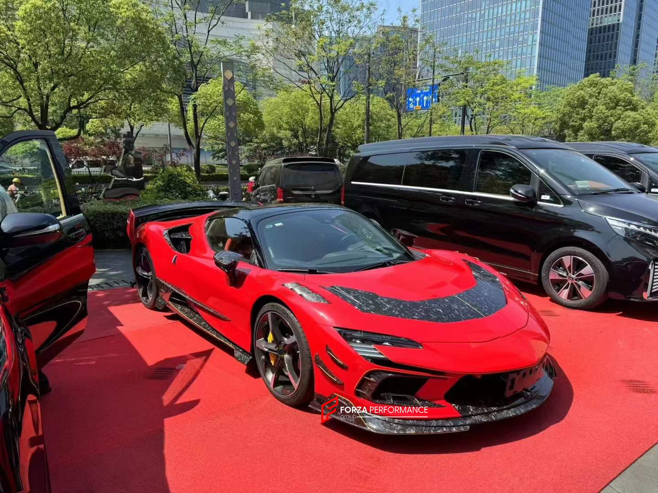 MANSORY STYLE CARBON BODY KIT for FERRARI SF90  Set includes:  Front Bumper Assembly Side Skirts Rear Spoiler Rear Bumper Assembly