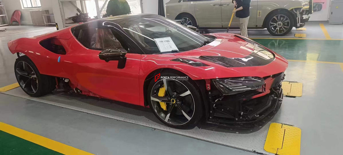 MANSORY STYLE CARBON BODY KIT for FERRARI SF90  Set includes:  Front Bumper Assembly Side Skirts Rear Spoiler Rear Bumper Assembly