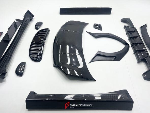 MANSORY STYLE DRY CARBON BODY KIT for SMART FORTWO III W453 2014 - 2022 Set includes: Hood/Bonnet Front Lip Mirror Covers Side Skirts Door Knobs Door Add-ons Rear Spoiler Rear Diffuser