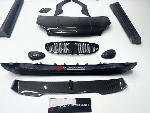 MANSORY STYLE DRY CARBON BODY KIT for SMART FORTWO III W453 2014 - 2022 Set includes: Hood/Bonnet Front Lip Mirror Covers Side Skirts Door Knobs Door Add-ons Rear Spoiler Rear Diffuser