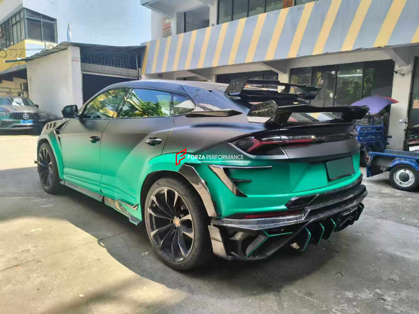 MANSORY VENATUS S STYLE CARBON BODY KIT for LAMBORGHINI URUS S PERFORMANTE  Set includes:  Front Bumper Hood Side Fenders Side Skirts Roof Spoiler Rear Spoiler Rear Bumper Exhaust Tips Exhaust System