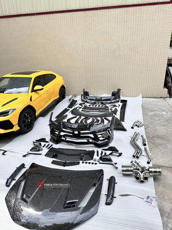 MANSORY VENATUS S STYLE CARBON BODY KIT for LAMBORGHINI URUS S PERFORMANTE  Set includes:  Front Bumper Hood Side Fenders Side Skirts Roof Spoiler Rear Spoiler Rear Bumper Exhaust Tips Exhaust System