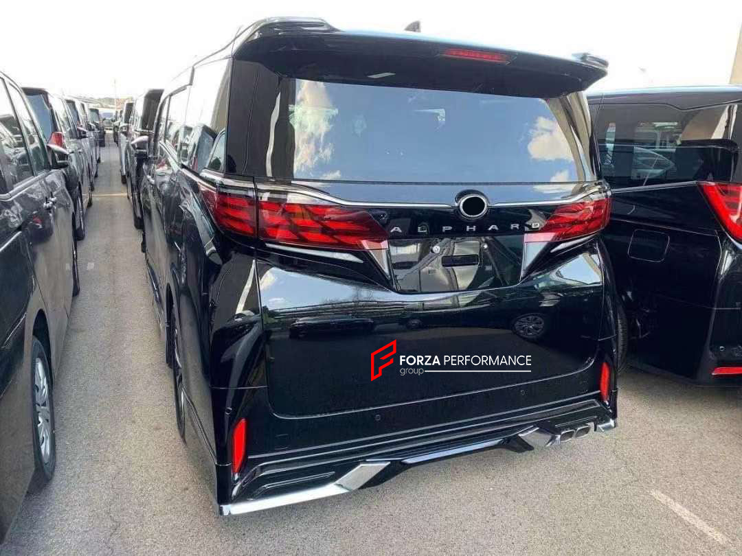 BODY KIT for TOYOTA ALPHARD 40 2024     Set includes:  Front Lip Front LED Fog Lights Front Grille Hood Trims Side Mirror Cover Trims  Side Door Trims Rear Door Trims Roof Spoiler with LED Lights