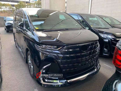 BODY KIT for TOYOTA ALPHARD 40 2024     Set includes:  Front Lip Front LED Fog Lights Front Grille Hood Trims Side Mirror Cover Trims  Side Door Trims Rear Door Trims Roof Spoiler with LED Lights
