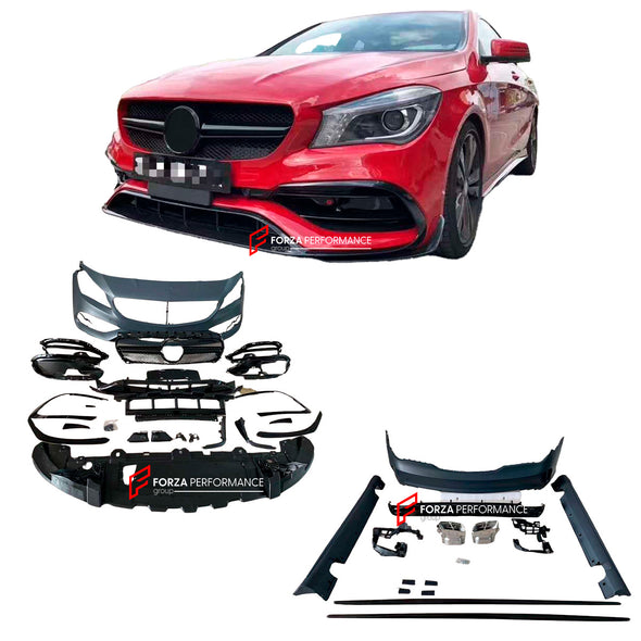 Body Kit for Mercedes-Benz CLA-Class 45 W117 2014-19

Set includes:

Front Bumper Assembly

Front Lip
Front Grile
Side Skirts
Rear Bumper
Rear Diffuser
Exhaust Tips

* Each part of this kit can be sent separately. Please contact us if you need a specific part.