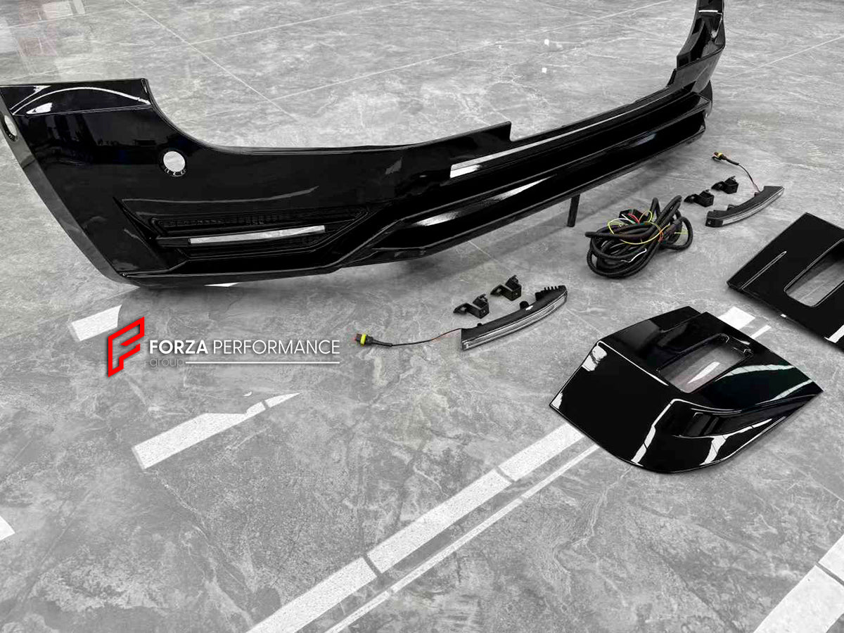 PARTS for LAND ROVER DEFENDER L663 2019+

Set includes:

Front Lip
LED DRL Lights
Front Bumper Trims

Material: Plastic

Note: Professional installation is required.