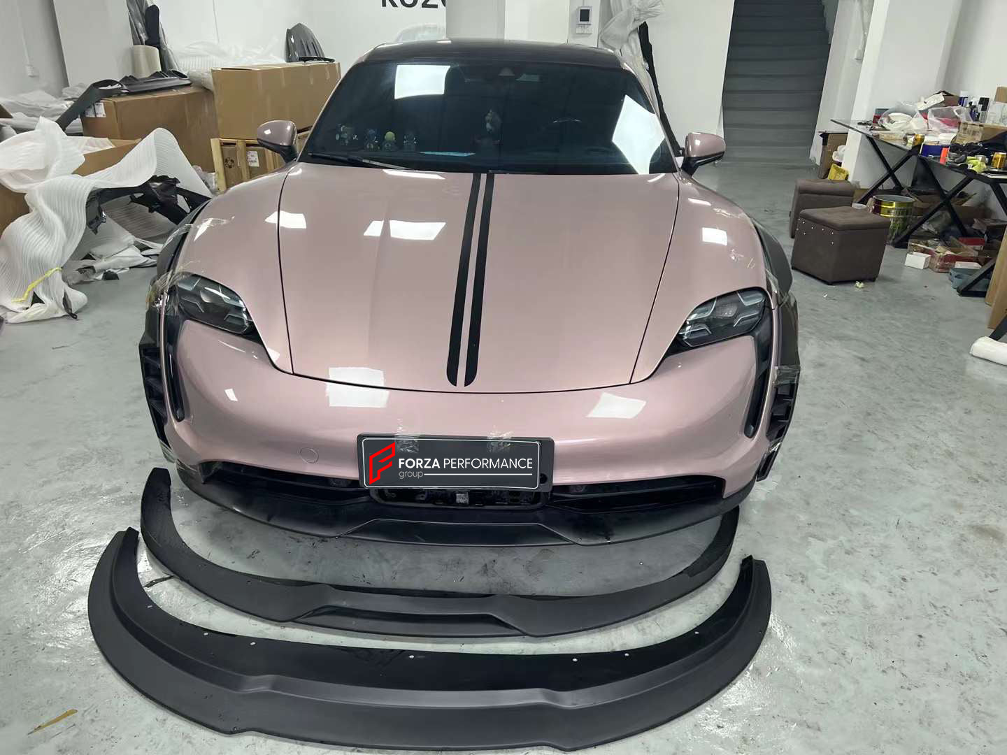 PRIOR DESIGN STYLE WIDE BODY KIT for PORSCHE TAYCAN TURBO S Set includes:  Front Lip Fender Flares Side Skirts Rear Diffuser
