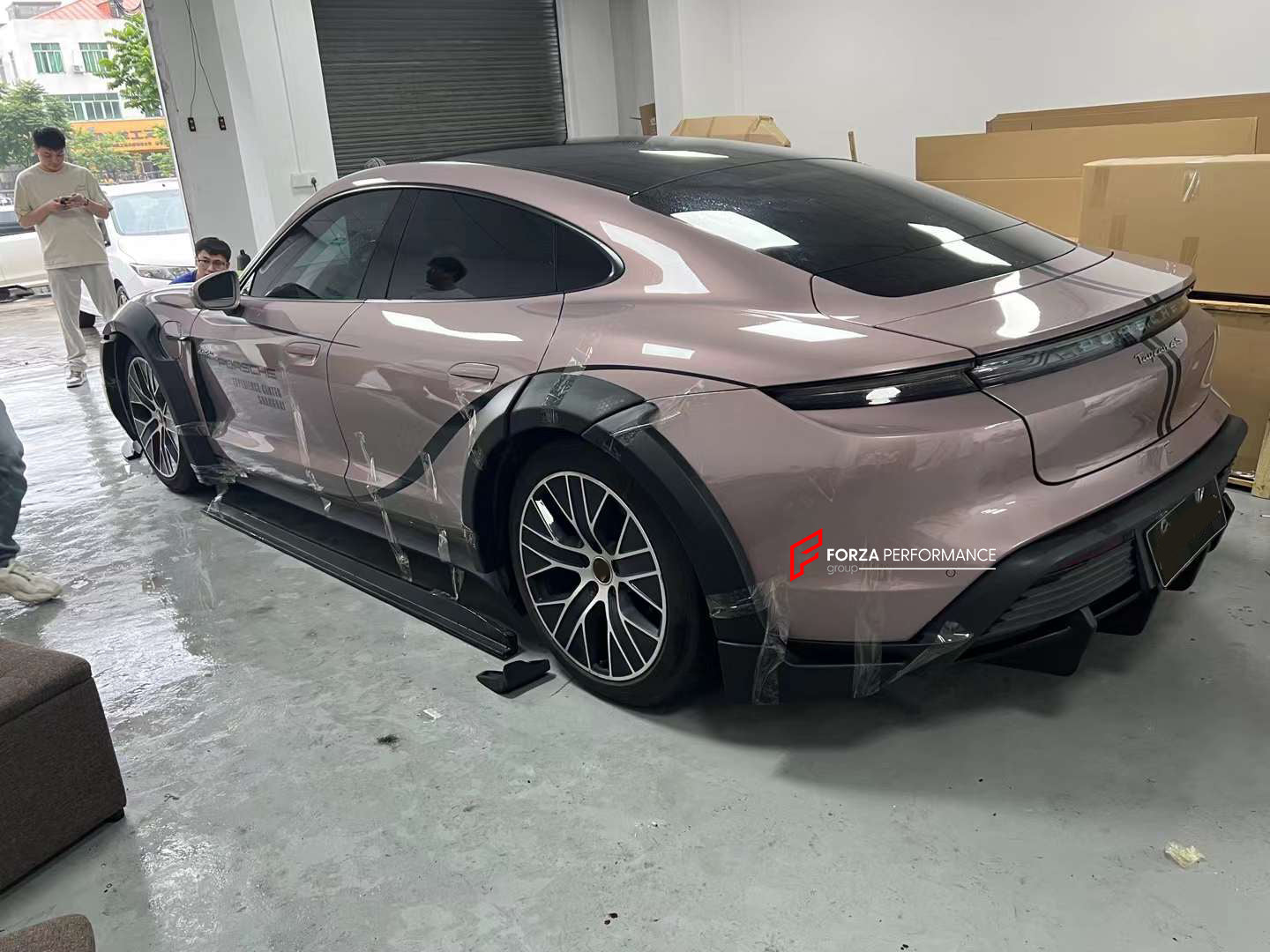 PRIOR DESIGN STYLE WIDE BODY KIT for PORSCHE TAYCAN TURBO S Set includes:  Front Lip Fender Flares Side Skirts Rear Diffuser