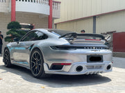 FULL CARBON BODY KIT for PORSCHE 911 (992) 2018+  Set includes:  Front Apron Front Lip / Spoiler Front Hood / Bonnet Side Fenders with Air Outlet Mirrors Side Skirts Side Air intakes Rear Apron Rear Diffuser Engine Hood / Bonnet Roof Spoiler Rear Spoiler / Wing
