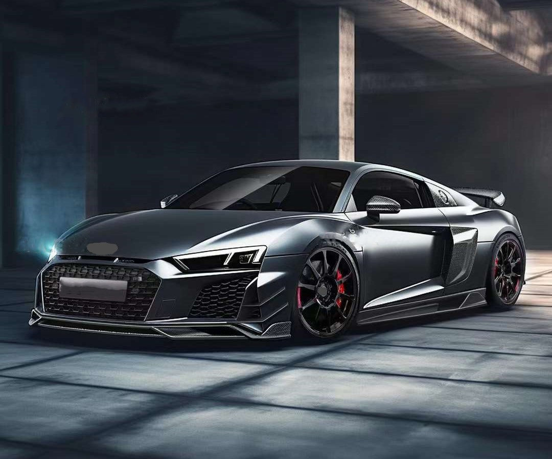 AULENA DRY CARBON BODY KIT FOR AUDI R8 4S 2019 - 2023  Set includes:  Front Lip Front Bumper Canards Side Skirts Side Blades Rear Diffuser Rear Spoiler