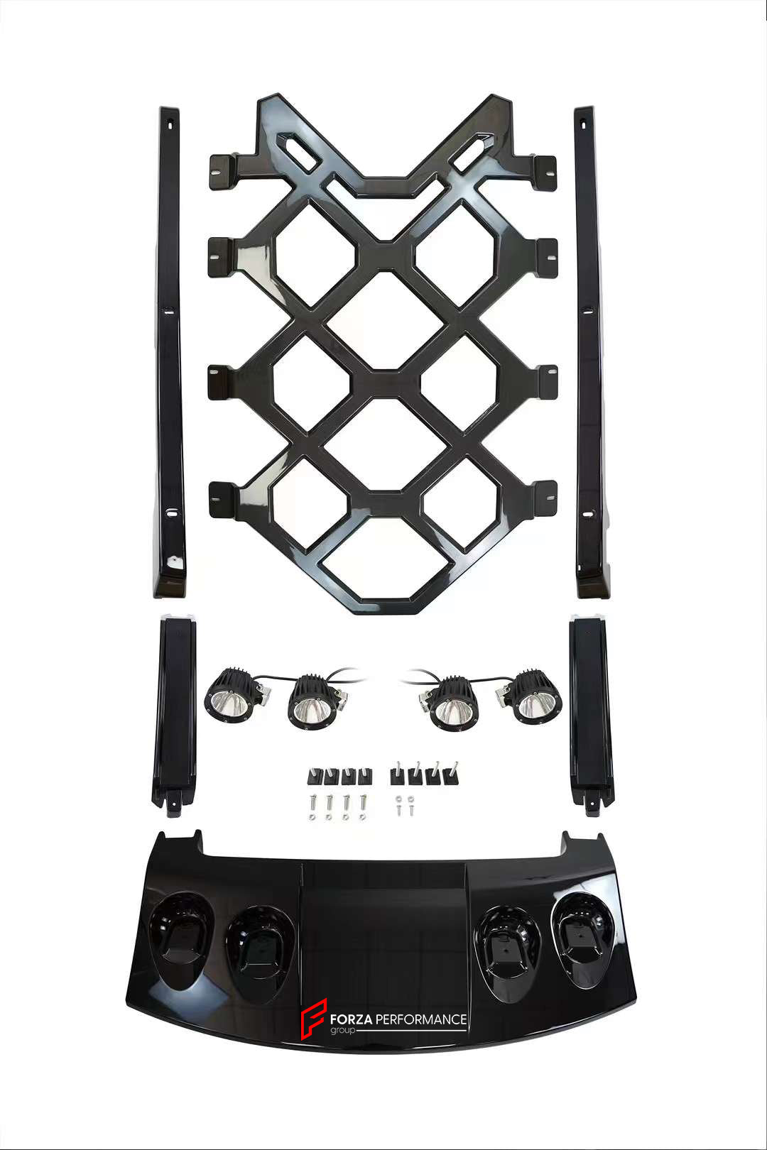 ROOF RACK PLATFORM WITH LIGHT BAR for LAND ROVER DEFENDER L663 2020+  Set includes:  Roof Rack Platform Light Bar