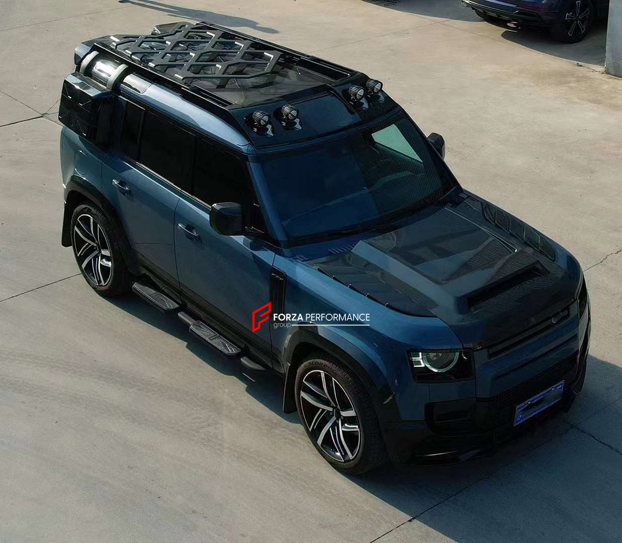 ROOF RACK PLATFORM WITH LIGHT BAR for LAND ROVER DEFENDER L663 2020+  Set includes:  Roof Rack Platform Light Bar