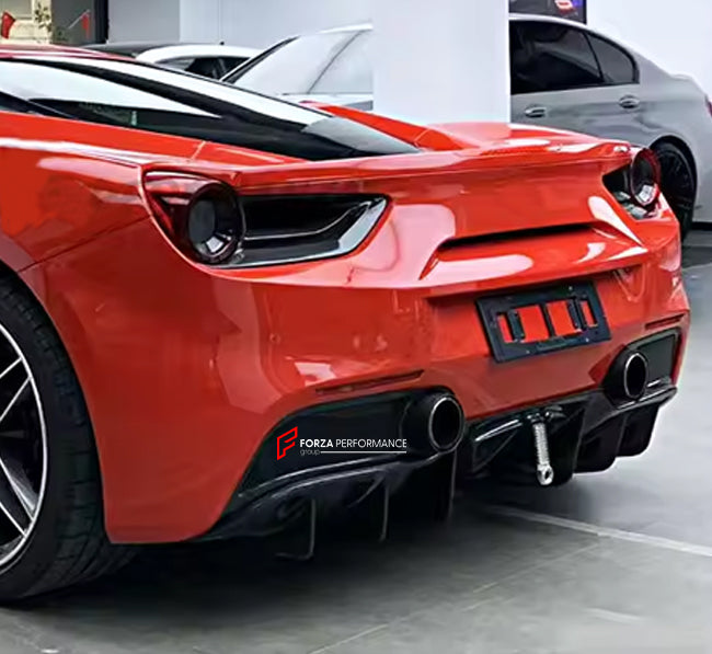 DRY CARBON FIBER REAR DIFFUSER SC Style for FERRARI 488 GTB 2015 - 2019