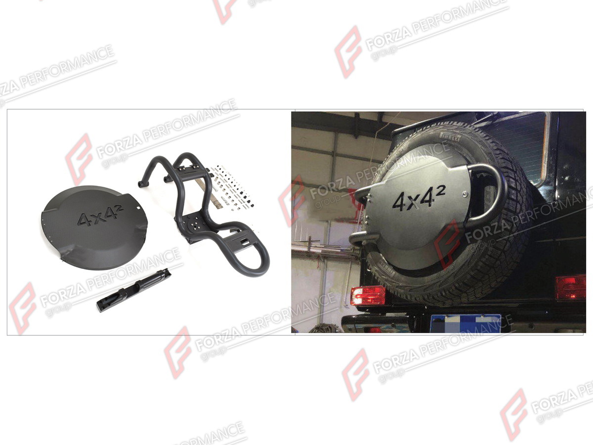 SPARE WHEEL TIRE COVER WITH HOLDERS for MERCEDES-BENZ G-CLASS W463 4X4 2008 - 2018 FORZA PERFORMANCE custom fit 4X4 Style

Set includes:
Spare Wheel Tire Cover With Holders

Material: Plastic

NOTE: Professional installation is required.
