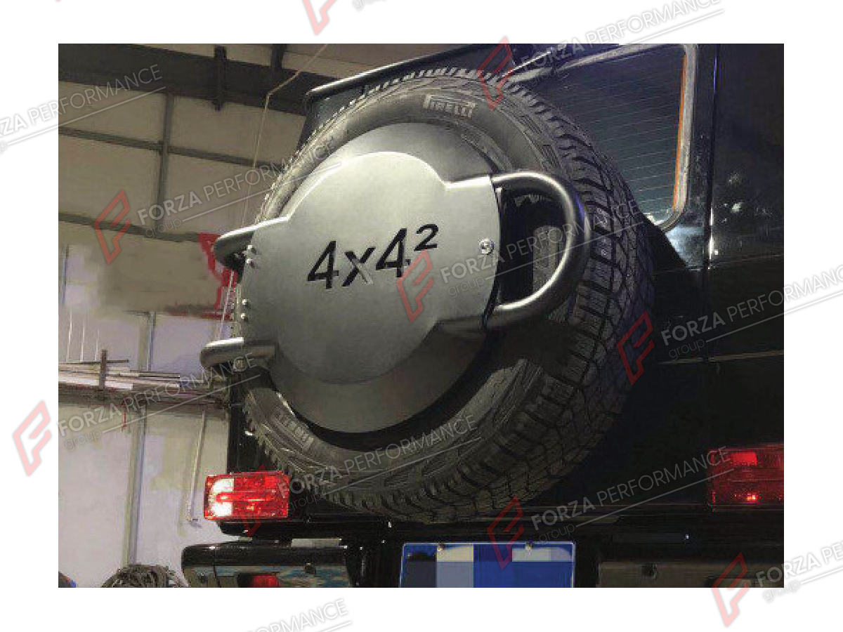 SPARE WHEEL TIRE COVER WITH HOLDERS for MERCEDES-BENZ G-CLASS W463 4X4 2008 - 2018 FORZA PERFORMANCE custom fit 4X4 Style

Set includes:
Spare Wheel Tire Cover With Holders

Material: Plastic

NOTE: Professional installation is required.