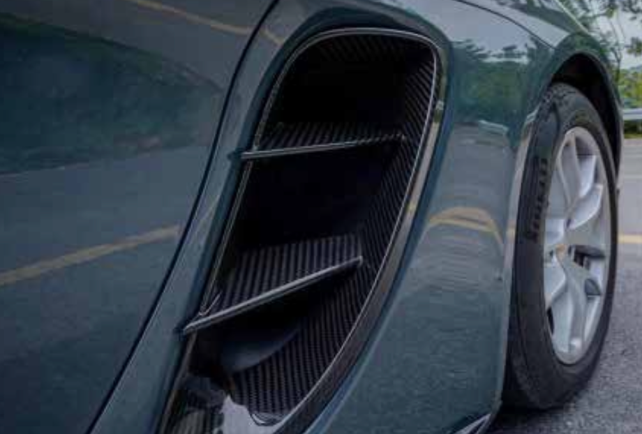 AUTHENTIC KARBEL CARBON SIDE AIR VENTS for PORSCHE 718 BOXSTER CAYMAN  Set includes:  Air Vents