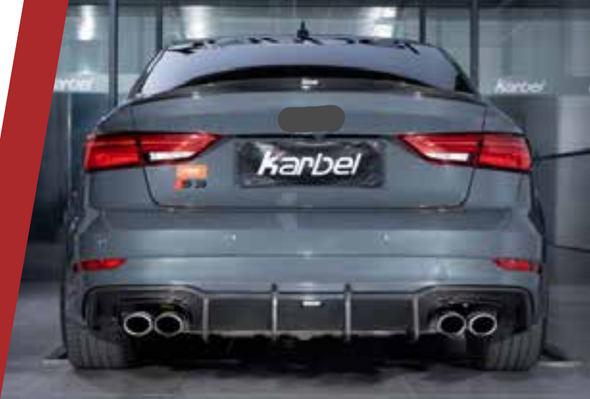 AUTHENTIC KARBEL CARBON REAR DIFFUSER V2 for AUDI A3 S3 8V SEDAN 2017 - 2019  Set includes:  Rear Diffuser