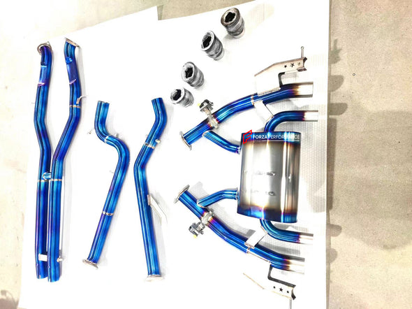 TITANIUM EXHAUST SYSTEM for BMW M3 G80 3.0T 2021+  Set includes:  Front pipes Center pipes Muffler with valves Exhaust tips