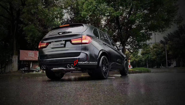 Aggressive sporty sound VALVED EXHAUST CATBACK MUFFLER  Center Pipes, Muffler with valves, a Valve control box with remote control, pair of mufflers, muffler, pair of mufflers with valves.  Stainless steel and titanium Aftermarket Performance Exhaust System for BMW F85 X5M 