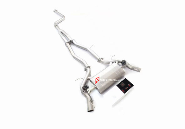 VALVED EXHAUST CATBACK MUFFLER for CADILLAC CT4 2.0T 2019+  Valved exhaust, meaning that has remote, controlled valves - allowing a switch between an aggressive loud sports sound and a sound that is closer to the OEM sound.  Set includes:  Center Pipes Muffler with valves Valve control box with remote control (you may also reuse your factory exhaust valve motors