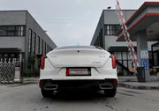 VALVED EXHAUST CATBACK MUFFLER for CADILLAC CT4 2.0T 2019+  Valved exhaust, meaning that has remote, controlled valves - allowing a switch between an aggressive loud sports sound and a sound that is closer to the OEM sound.  Set includes:  Center Pipes Muffler with valves Valve control box with remote control (you may also reuse your factory exhaust valve motors