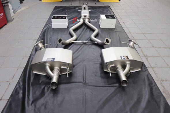 VALVED EXHAUST CATBACK MUFFLER for LAND ROVER RANGE ROVER SPORT L494 LCI 3.0T 2020+  Set includes:  Center Pipes Mufflers with valves Exhaust tips Valve control box with remote control (you may also reuse your factory exhaust valve motors)