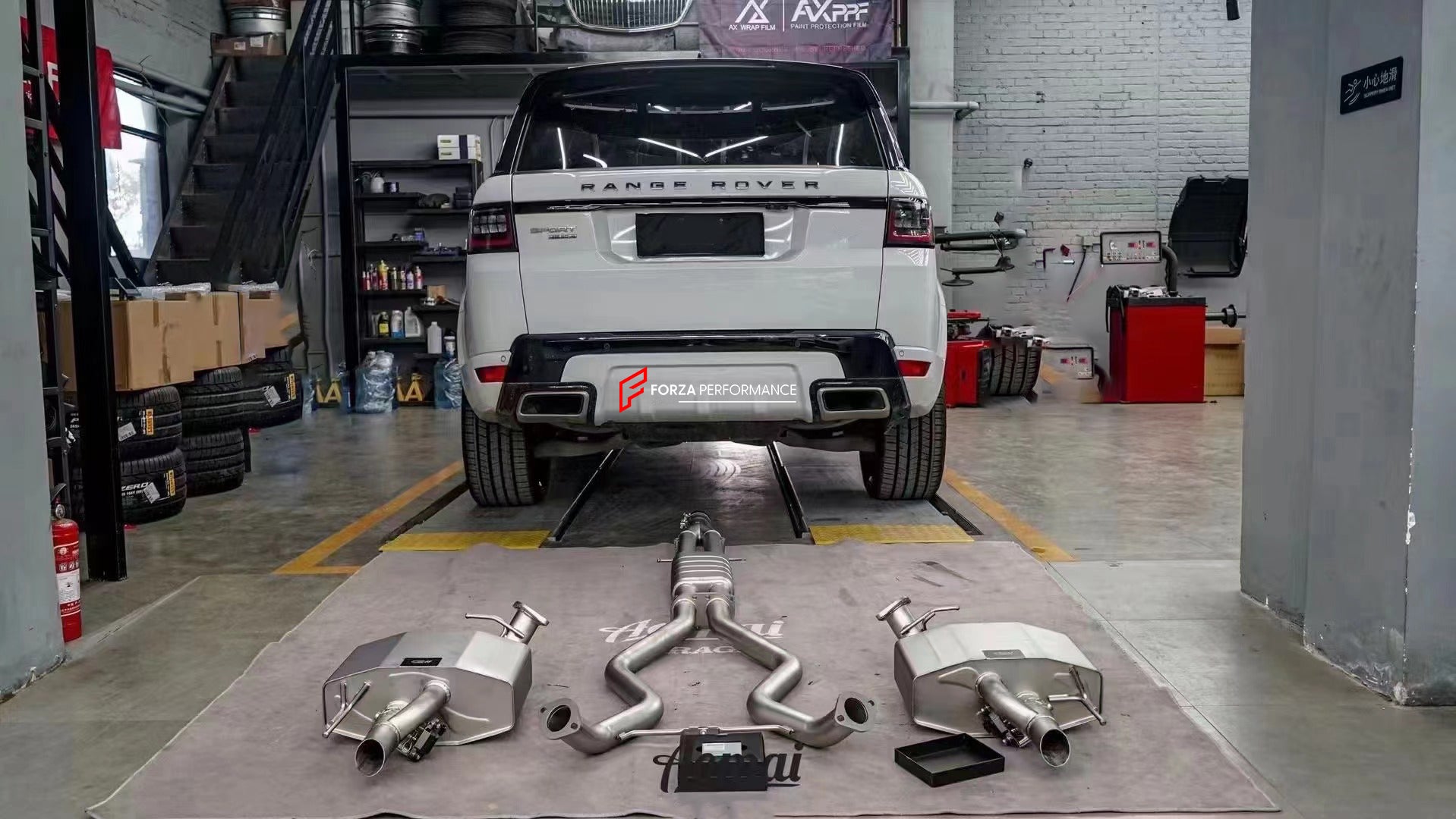 VALVED EXHAUST CATBACK MUFFLER for LAND ROVER RANGE ROVER SPORT L494 LCI 3.0T 2020+  Set includes:  Center Pipes Mufflers with valves Exhaust tips Valve control box with remote control (you may also reuse your factory exhaust valve motors)