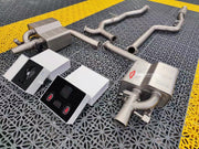 VALVED EXHAUST CATBACK MUFFLER for MERCEDES-BENZ E-CLASS W213 LCI 2.0T 2022  Set includes:  Center pipe Muffles with valves Valve control box with remote control (you may also reuse your factory exhaust valve motors Factory exhaust tips must be reused.