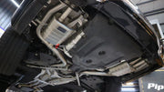 VALVED EXHAUST CATBACK MUFFLER for MERCEDES-BENZ S-CLASS W222 S450 3.0T 2014+  Valved exhaust, meaning that has remote, controlled valves - allowing a switch between an aggressive loud sports sound and a sound that is closer to the OEM sound.  Set includes:  Center Pipes Mufflers with valves Valve control box with remote control (you may also reuse your factory exhaust valve motors) Factory exhaust tips must be reused.