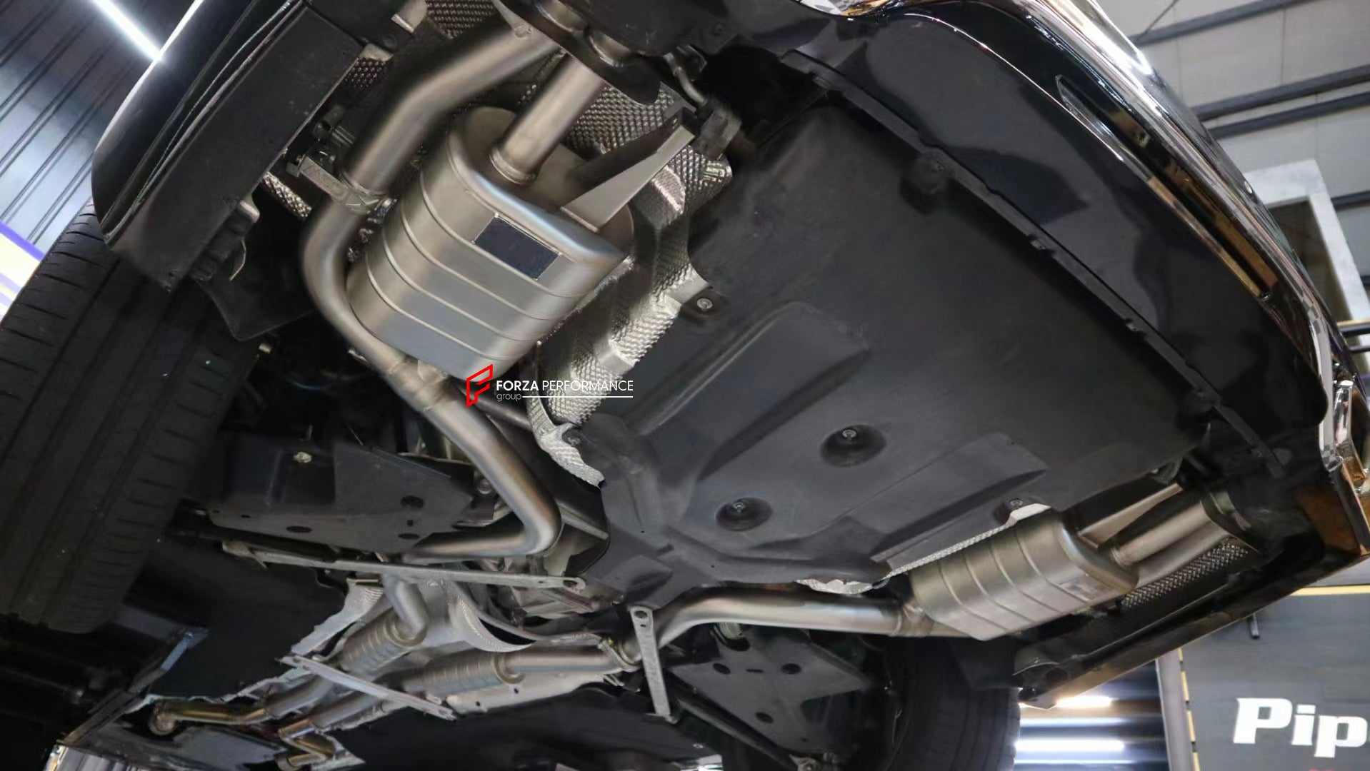 VALVED EXHAUST CATBACK MUFFLER for MERCEDES-BENZ S-CLASS W222 S450 3.0T 2014+  Valved exhaust, meaning that has remote, controlled valves - allowing a switch between an aggressive loud sports sound and a sound that is closer to the OEM sound.  Set includes:  Center Pipes Mufflers with valves Valve control box with remote control (you may also reuse your factory exhaust valve motors) Factory exhaust tips must be reused.